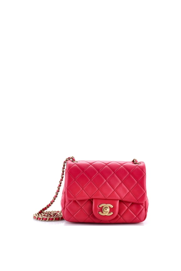 Pre-Owned Pearl Crush Square Flap Bag Quilted Lambskin Mini By Rebag