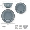thumbnail image 3 of Pfaltzgraff Valerie 12 Piece Stoneware Dinnerware Set Blue, 3 of 5