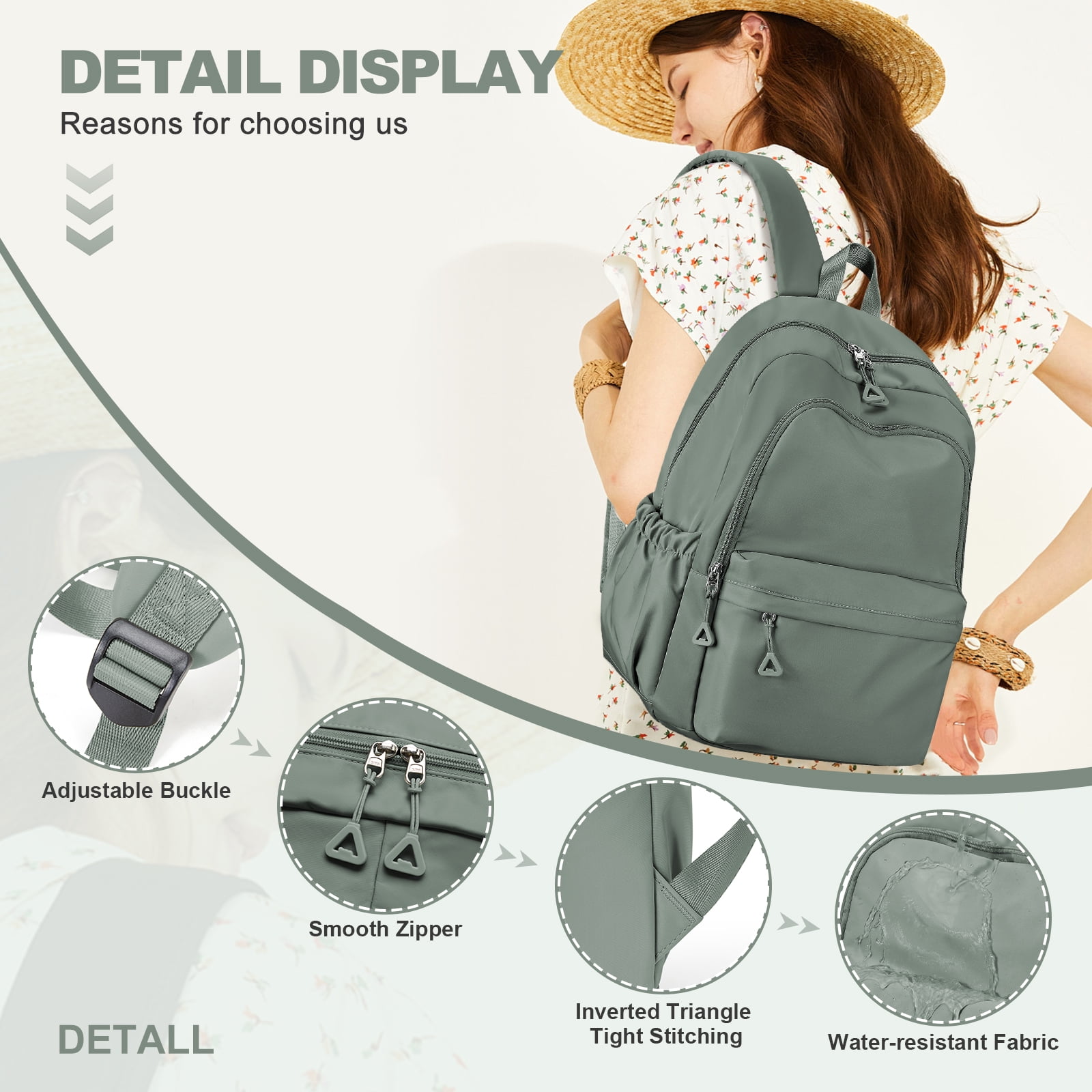 SYCNB Backpack for School Students, Waterproof Lightweight High School Bags Travel Daypack Book Bags Simple Cute College Backpack Rucksack for Women Men Bookbag Laptop Backpacks, Green