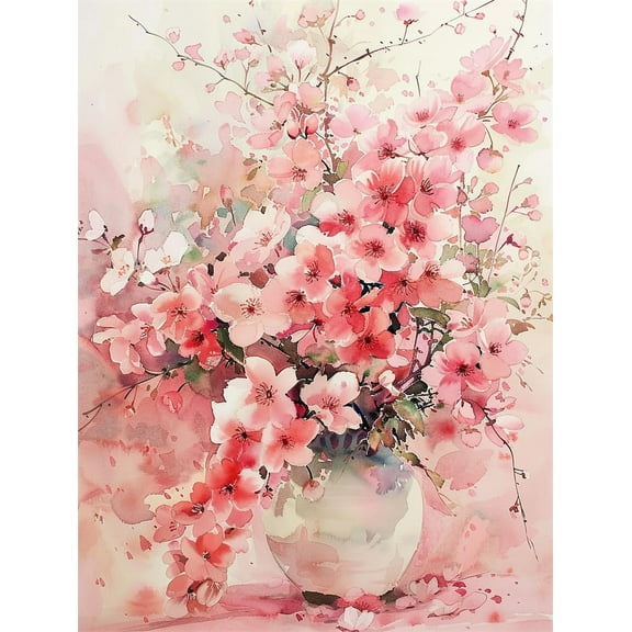 Embroidery Beginners Kit Pink flowers Cross Stitch Pattern Needlework Supplies 16x20in