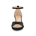 thumbnail image 2 of BLISSFUL STEP Women's Rhinestone Mesh Kitten Heels Sandals Black (Size 8.5), 2 of 7