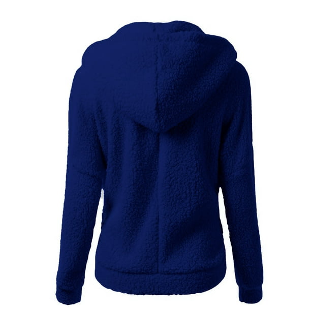 MINzYI Fleece Jackets Women Winter Warm Long Sleeve Full Zip Hooded Plush  Coats Comfy Faux Fur Outwear Hoodies with Pockets, Navy, Large : :  Clothing, Shoes & Accessories