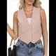 thumbnail image 1 of Chaleco de Traje Corto para Mujer, con Botones, Informal, Elegante, para Negocios. Rosa L, 1 of 9