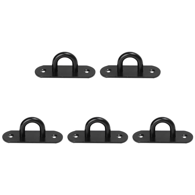 5 uds placa de ojo de acero inoxidable almohadilla de gancho de techo placa de ojo rodamiento de carga reforzada hebilla de fijación de puerta Oval negro 9mm/0,35 pulgadas