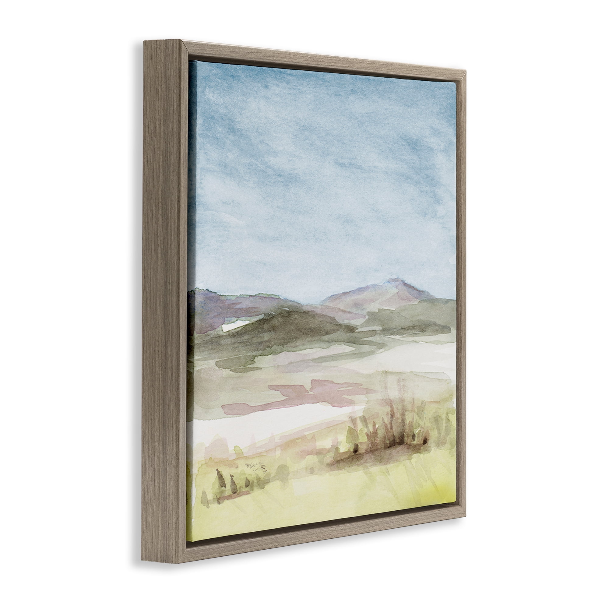 Stupell Industries Crisp Morning Mountains Landscape & Nature Painting Brown Floater Framed Canvas Art Print Wall Art, 25 x 25