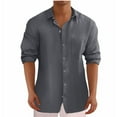 thumbnail image 1 of AherBiu Plus Size Mens Linen Shirts Long Sleeve Button down Lightweight Shirts Fall Solid Casual Beach Shirts, 1 of 5