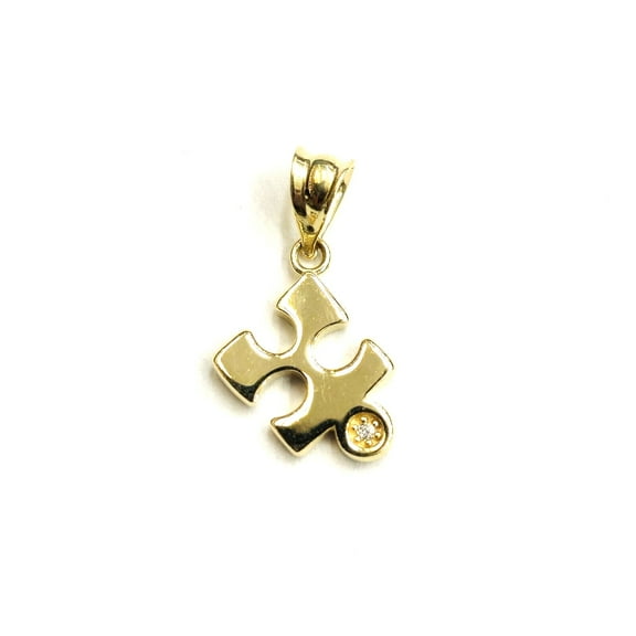 14k yellow Gold Tiny puzzle piece Pendant charm unisex gift fine jewelry 0.8g