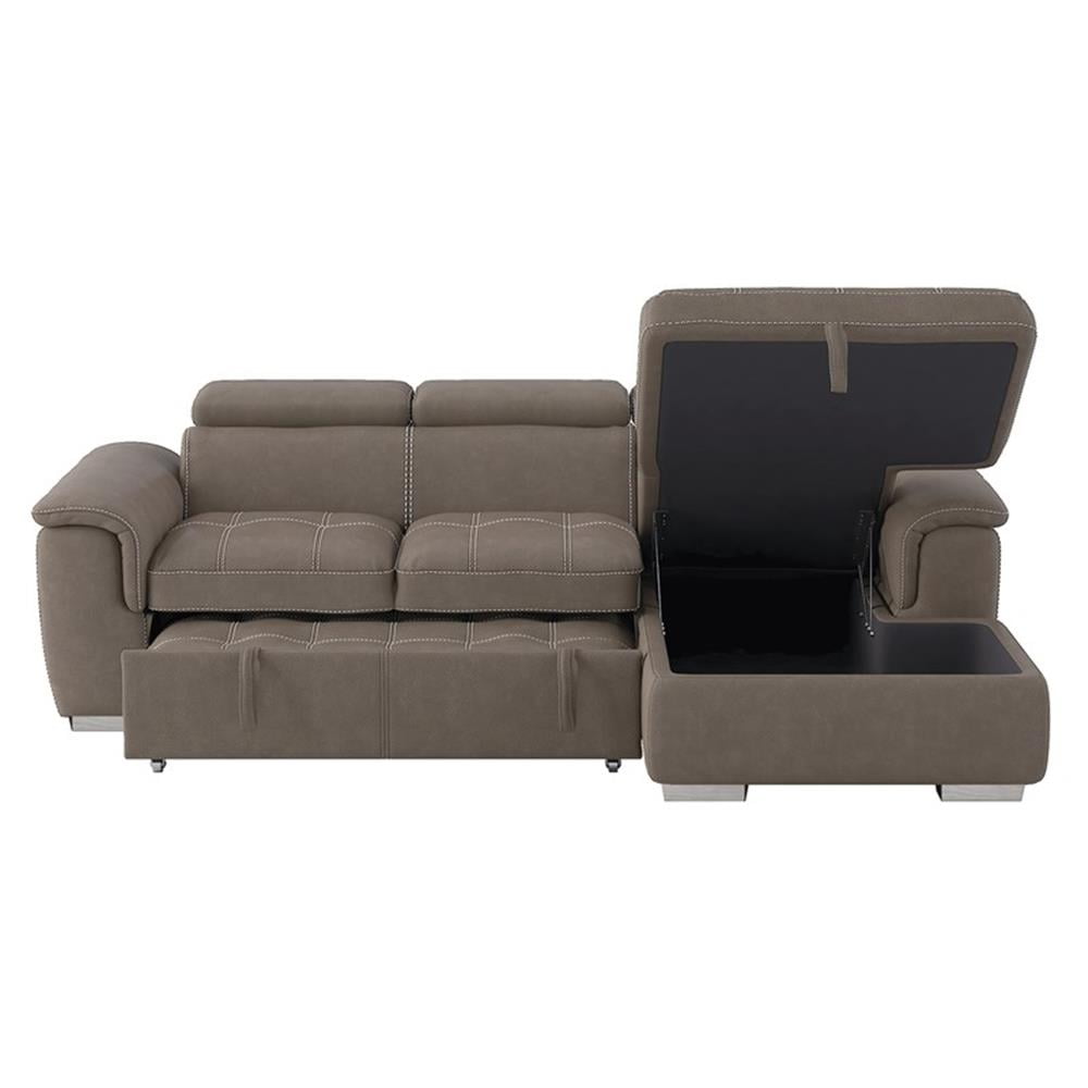 Lexicon Ferriday Microfiber Sectional Sofa with Pull Out Bed in