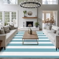 thumbnail image 3 of Large Area Rug 6'x9',Aqua Striped Non-slip Runner Carpet for Living Room/Bedroom/Office,Modern Farmhouse Blue White Stripes Outdoor Indoor Rectangle Area Rugs Floor Mat for Kitchen/Dining Room, 3 of 9