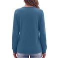thumbnail image 5 of MOSHU Crewneck Sweatshirts for Women Decorative Buttons Long Sleeve Shirts Fashion Pullover Womens Sweatshirts Fall Tops, 5 of 8