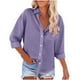 thumbnail image 1 of ICHUANYI Clearance Womens Color Button Shirts V Neck Loose Blouse Longt Sleeve Casual Work Tunic Tops With Pocket(Purple, XL) ICHUANYI WER2023081402703, 1 of 5