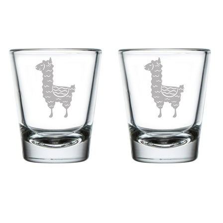 Set of 2 Shot Glasses 1.75oz Shot Glass Cute Llama