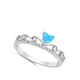 thumbnail image 4 of CHOOSE YOUR COLOR White CZ Blue Simulated Opal Heart Tiara Ring .925 Sterling Silver Band Female Size 8, 4 of 4
