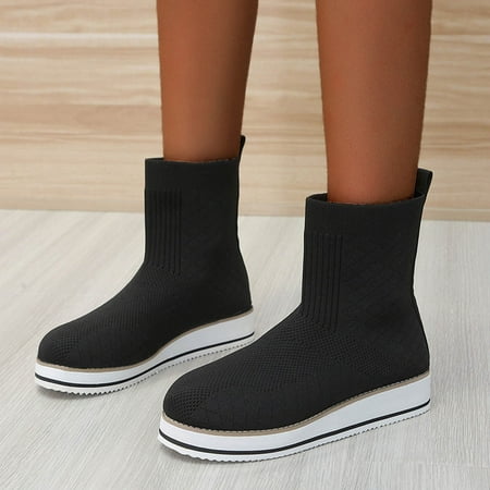 

HOMBOM Hiking & Hunting Boots Low-heeled Ankle Boots White Boots Girls Ladies Fall&Winter Christmas Slip On Shoes Women Medium Boots For Reduced Price