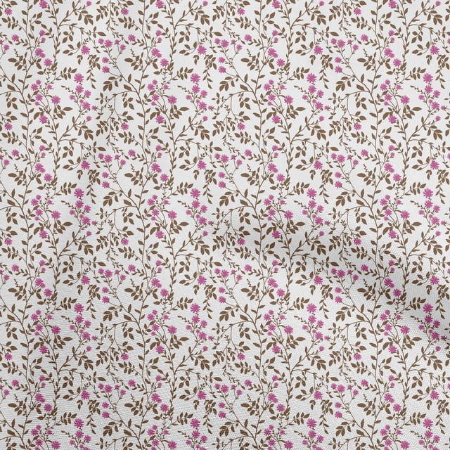 oneOone Silk Tabby Brown Fabric Floral Sewing Material Print Fabric By The Yard 42 Inch Wide