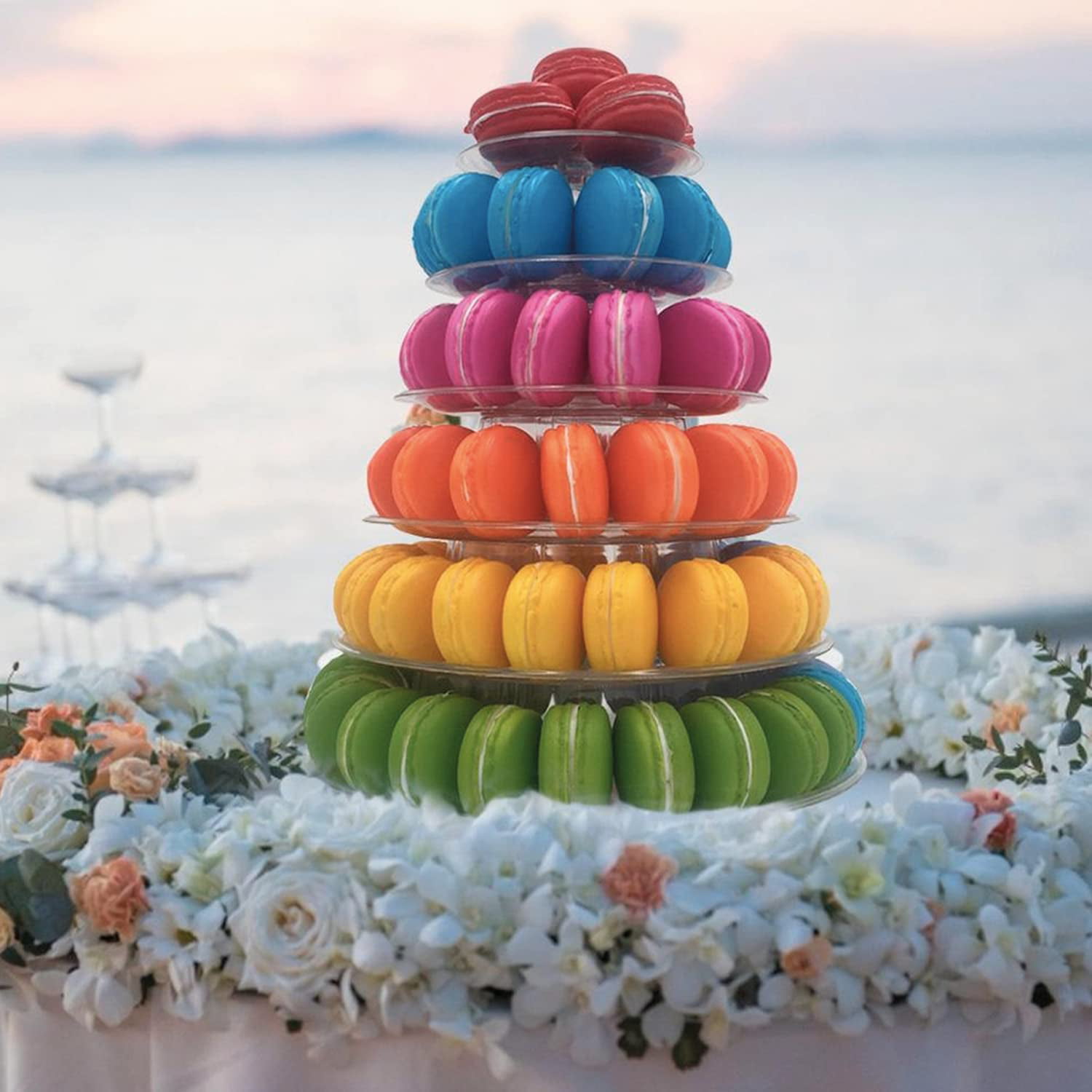 6 Tiers Cupcake Holder Stand Cake Display Rack Adjustable Tiers for Wedding Birthday Party Decor Set 1 Round Macaron Tower Stand 