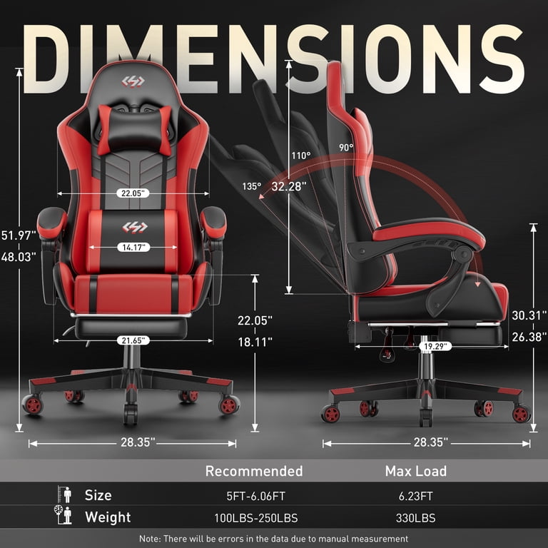 Hldirect Ergonomic Gaming Chair, Black & Red with Pocket Springs photo 6