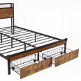 thumbnail image 6 of Queen Size Metal Platform Bed Frame with Wooden Details,USB Charging Station,2 Drawers,LED Lights,No Box Spring Needed,Grey for Bedroom, 6 of 18