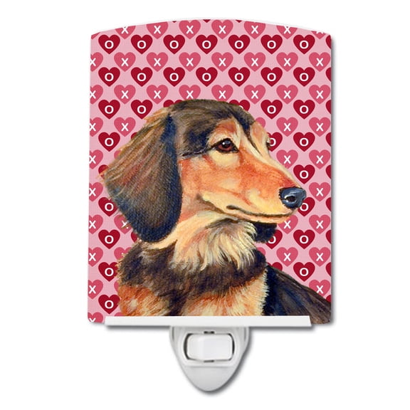 Caroline's Treasures LH9166CNL Dachshund Hearts Love and Valentine's Day Portrait Ceramic Night Light, 6x4x3",