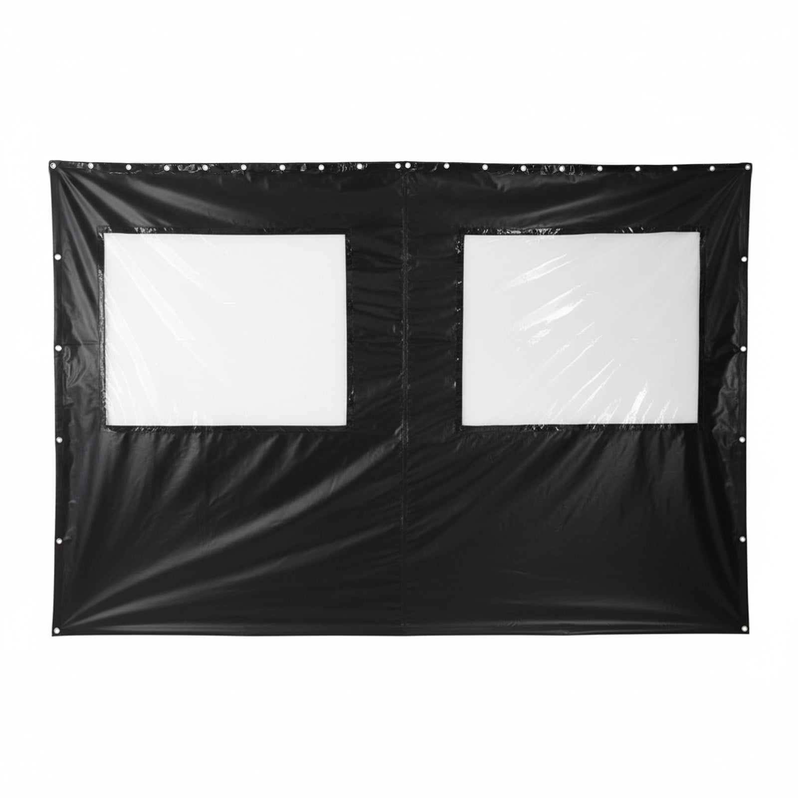 ToppiJoy 8*12ft Outdoor Pavilion Curtain, Water-Prevention Curtain with Transparent Window, for Porch, Balcony