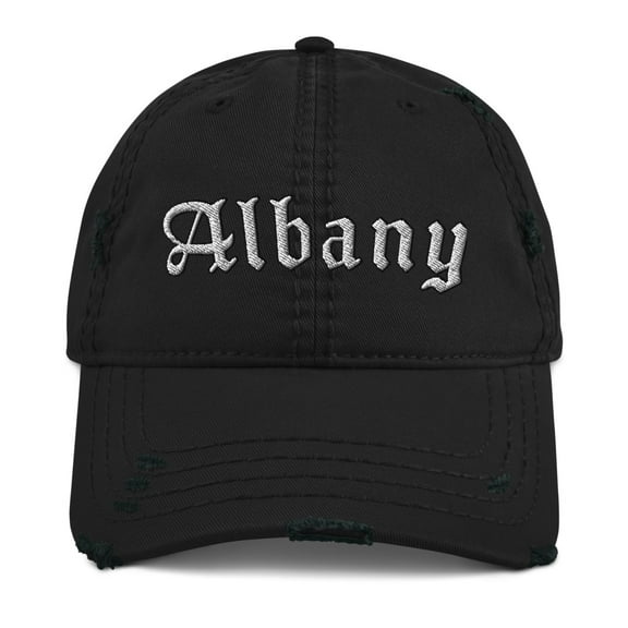 Albany Distressed Dad Hat (Black)