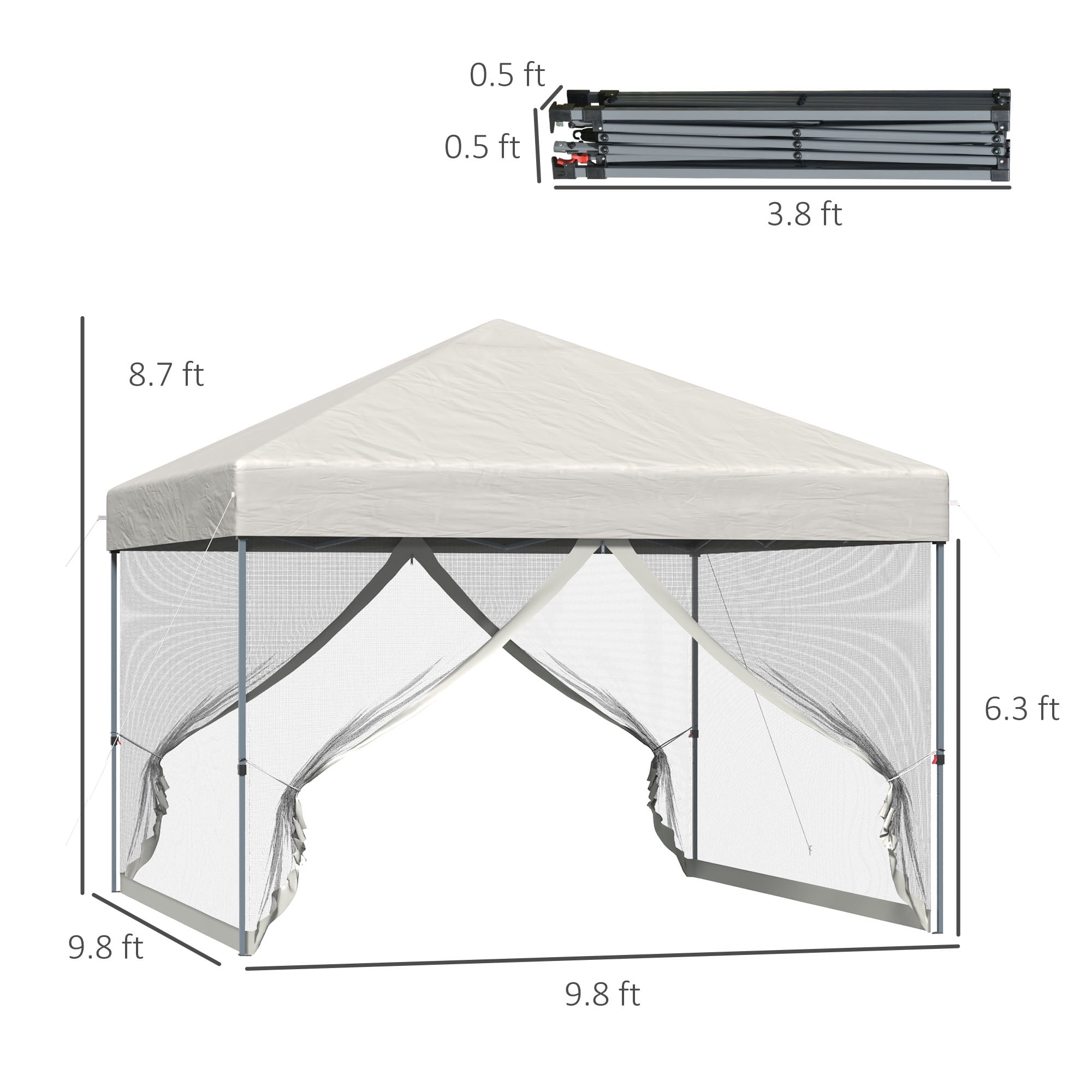 Outsunny 10x10 ft Pop Up Party Tente avec 4 parois latérales en