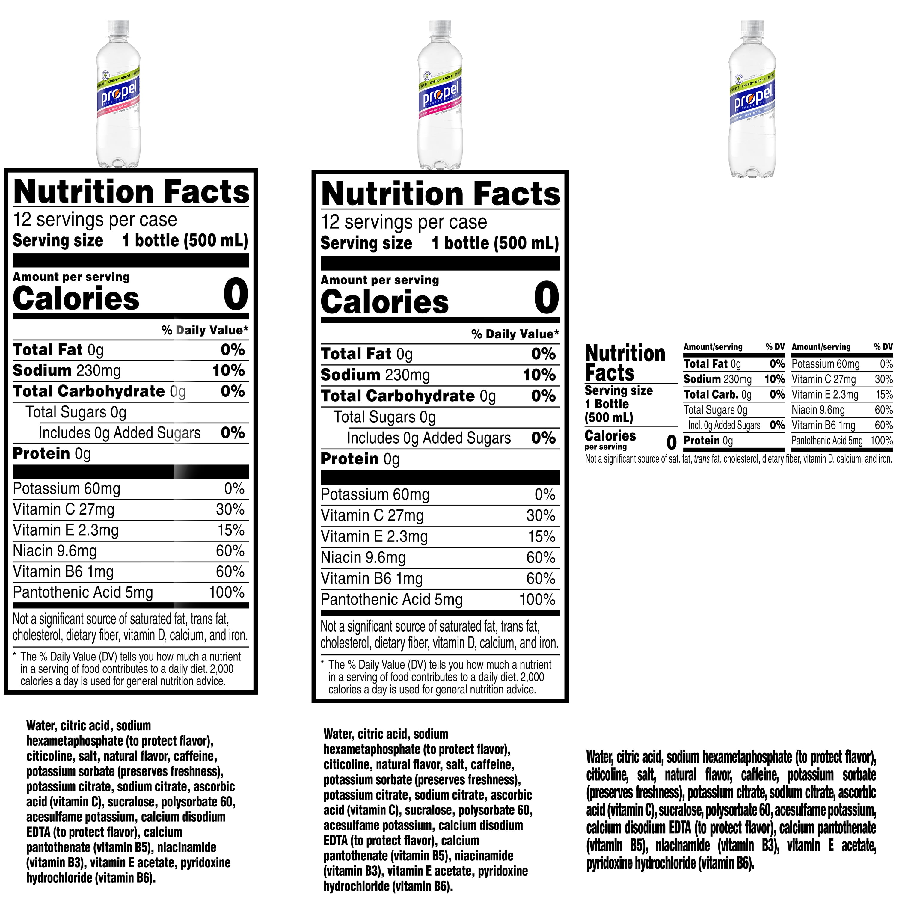 Propel Energy Boost Electrolyte Energy Water, 3 Flavor Variety Pack, 16.9 fl oz, 12 Count Bottles