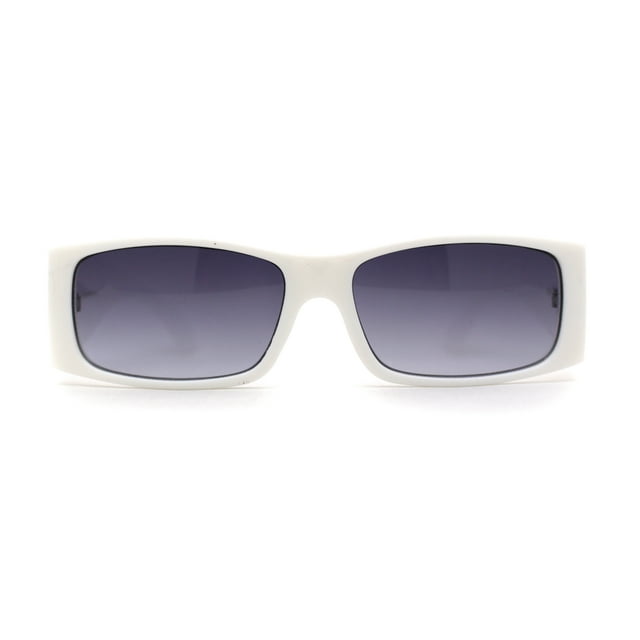 Lunettes de Soleil Mode pour Femmes à Branches Épaisses Carrées Rectangulaires Blanches Fumée