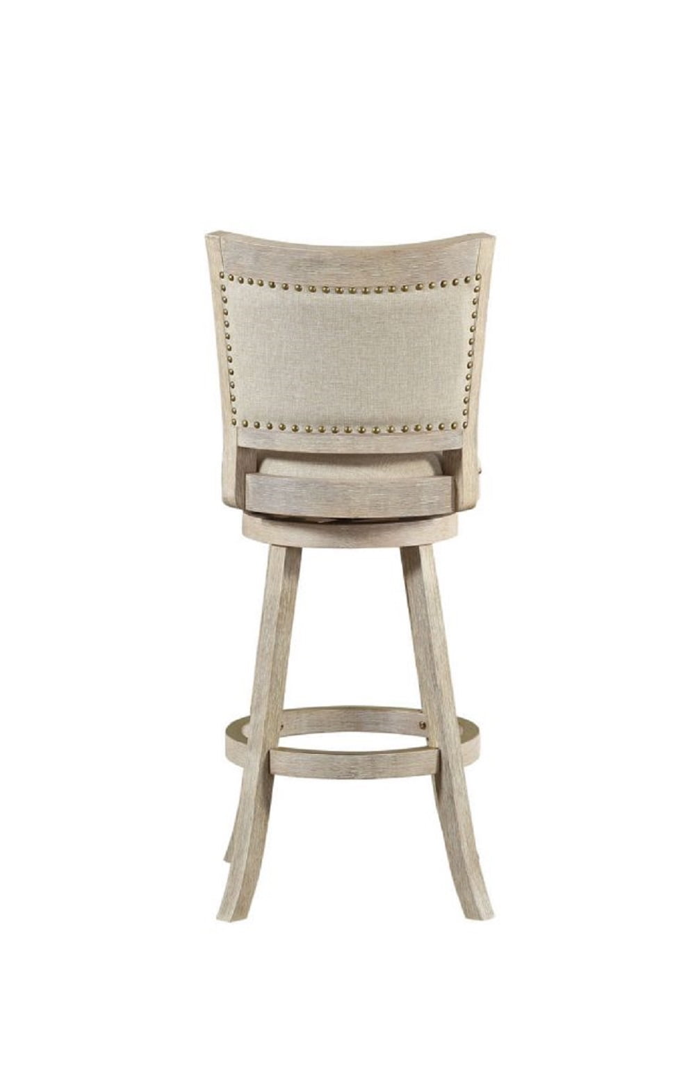 Boraam Melrose 29in. High Back Swivel Wood Bar Stool, Ivory Wire-Brush Finish