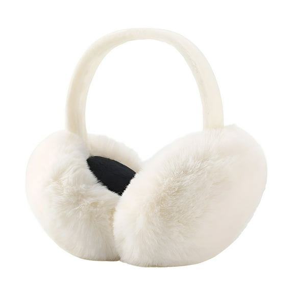 TELOLY Winter Ear muffs Faux Fur Warm Earmuffs Cute Foldable Outdoor Ear Warmers For Women Girls, White