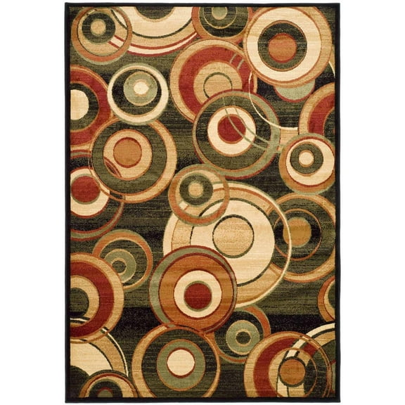 SAFAVIEH Lyndhurst Josh Geometric Circles Area Rug, Black/Multi, 5'3" x 7'6"