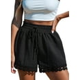 thumbnail image 3 of Women Embroidery Lace Elastic Waist Drawing String Shorts, 3 of 7