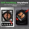 thumbnail image 2 of Nonstick Cast Iron Grill Pan - 11-Inch Kitchen Square Cast Iron Skillet Grilling Pan, Enameled Cast Iron Skillet Steak Pan w/ Side Drip Spout For Electric Stovetop, Induction, Gas - NutriChef NCCIES47, 2 of 7