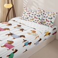 thumbnail image 3 of Homewish Cute Dachshund Zipper Queen Comforter Set with Fitted Sheet and 2 Pillowcases,Cartoon Pet Dog Zipper Bedding Set,White,Reversible,4pcs, 3 of 8