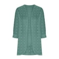 thumbnail image 5 of Besolor Women's Casual Open Front Cardigans Plus Size Solid Color Swiss Dots 3/4 Sleeve Fall Spring Lightweight Outwear Green, 5 of 8