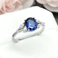 thumbnail image 2 of Blue Sapphire Oval cut gemstone engagement ring 925 sterling silver ring, 2 of 5