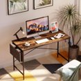 thumbnail image 4 of Bestier 47 Inch Modern Simple Style Study Desk with Storage Bag, Brown, 4 of 7