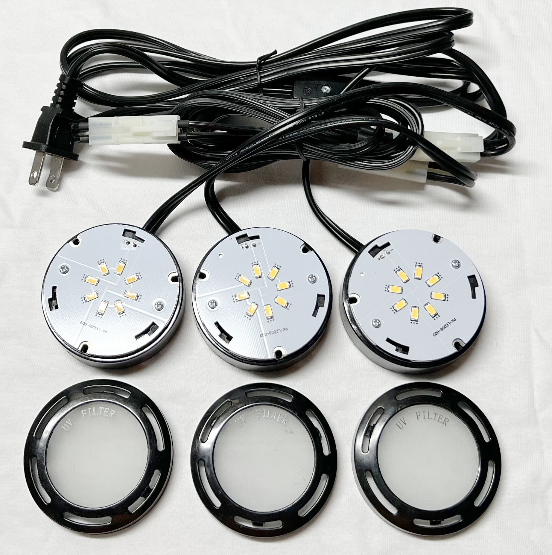 Under Counter LED Puck Light Accent Kit 120V 4W Plug-in (Set of 3 Lights) Black