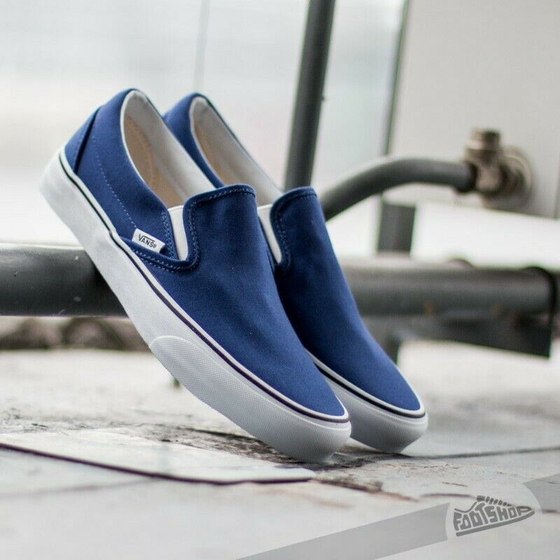 vans classic slip on blue
