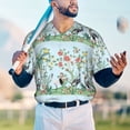 thumbnail image 6 of Balery Chinoiserie Floral Palm Tree Baseball Jersey for Men Casual Button Down Shirts Short Sleeve Active Team Sports Uniform-Small, 6 of 9