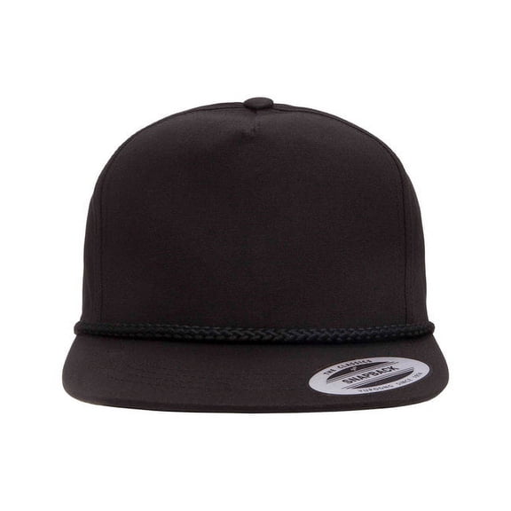 Yupoong YP6002 Poplin Golf Snapback Cap - Black