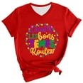 thumbnail image 2 of BOOMILK Mardi Gras Shirts for Women Casual Letter Graphic Tees V Neck Short Sleeve T-shirt Gift Summer Tops Plus Size, 2 of 5