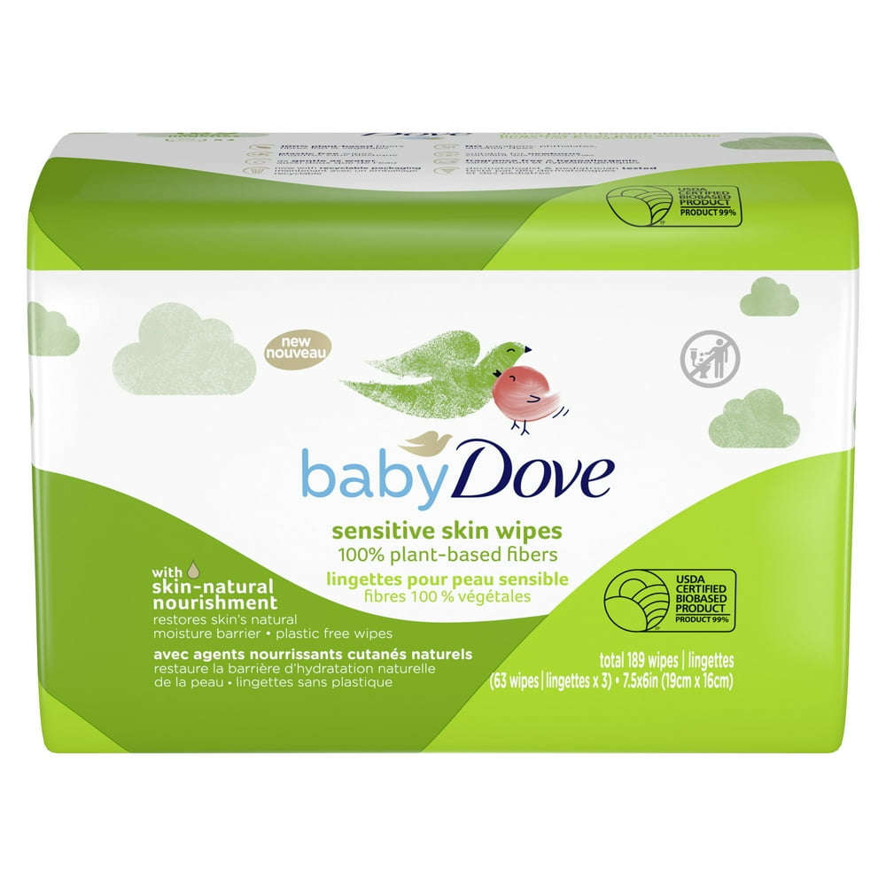 Baby Dove Baby Wipes with 100 PlantBased Fibers, 3 Pack, 189 Wipes
