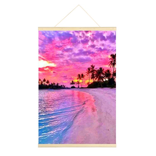Taladro de pintura de diamantes (DE2018) Kit de mosaico de puesta de sol junto al mar colgante completo para arte de cuentas 45x60cm Hugtrwg Para estrenar
