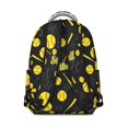 thumbnail image 3 of Softballs and Text Black Pattern Backpack for School, Cute School Bag with Adjustable Shoulder Straps and Padded Back, 15.3"x11"x7.1", 3 of 5
