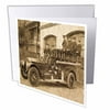 3dRose Early 1900s Pumper Fire Truck and Firemen Sepia, Greeting Cards, 6 x 6 inches, set of 12