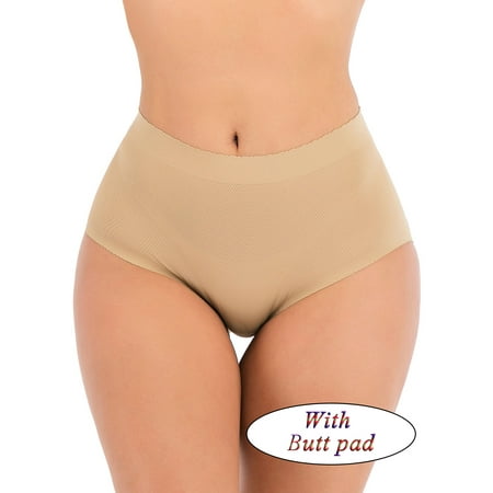 FANNYC Shapewear For Women High Waist Tummy Control Thong Panty Stomach Shapewear Waist Cincher Girdle Slimmer Body Shaper Butt Lifter Shaper With Butt Pad  Black/Apricot