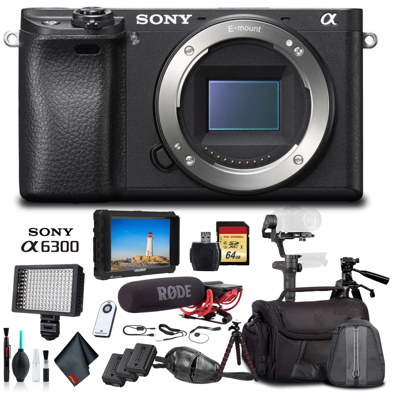 Sony Alpha a6300 Mirrorless Camera Black ILCE6300/B +Soft Bag Zhiyun-Tech WEEBI(International Model)