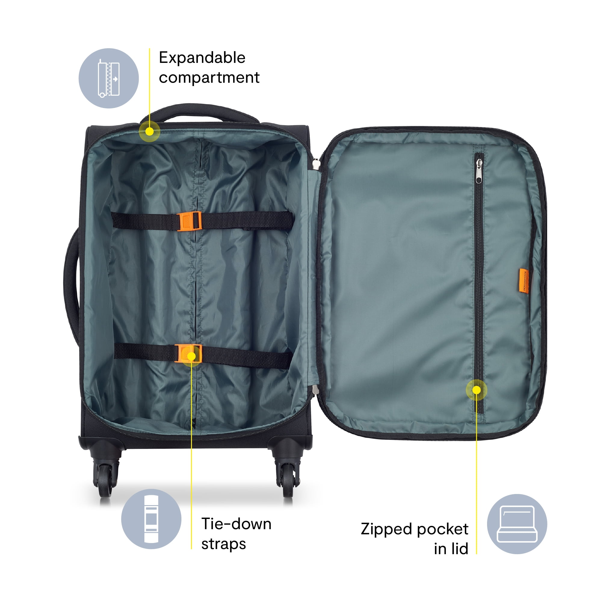 Securitech by Delsey, Vanguard Carry-on Softside Spinner Luggage Black