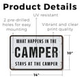 thumbnail image 2 of What Happens In The Camper Stays In The Camper 10 Inch x 14 Inch Plastic Sign Campfire Code Enforced Durable Weatherproof Perfect for RVs Campers Cabins Fun Gift for Campers Glampers, 2 of 6